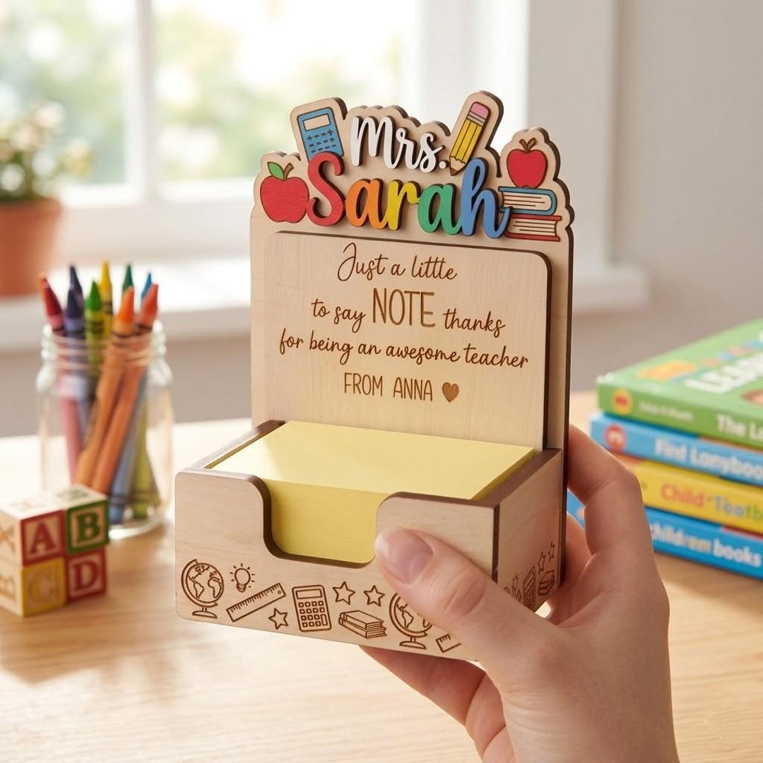 Personalized Teacher Sticky Note Holder, Custom Name Post It Note ...
