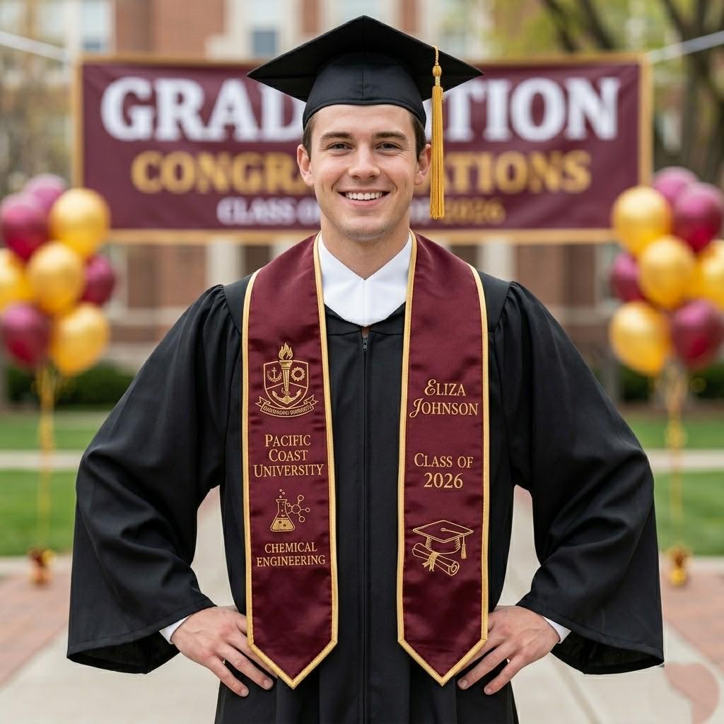 Custom Embroidered Graduation Stole, Class of 2026 Sash, Personalized ...