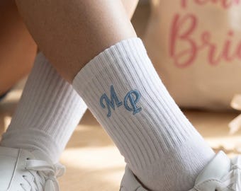 Custom Embroidered Cotton Tennis Socks, Personalized Initials Apparel