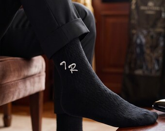 Calcetines de boda bordados, calcetines personalizados para padrinos de boda, calcetines personalizados para el novio, calcetines personalizados para el padre de la novia, regalo de boda, calcetines de vestir.