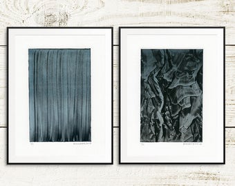 Art print set, monotype prints, monoprints, original art prints, fine art prints, abstract print set, handmade prints, linoblock prints