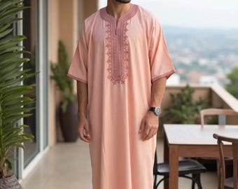 Kaftán Gandora para hombre hecho a mano, ropa de estar tradicional islámica larga, Gandoura para hombre, ropa modesta, thobe para hombre, djellaba para hombre