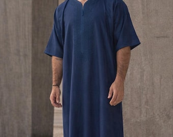 Kaftán Gandora para hombre hecho a mano, ropa de estar tradicional islámica larga, Gandoura para hombre, ropa modesta, thobe para hombre, djellaba para hombre