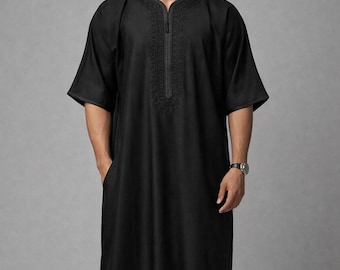 Handmade Men's Kaftan Gandora, Traditional Islamic Loungewear Long ,  Gandoura for Man , modest wear ,thobe for men , djellaba man