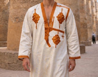 Handmade Men's Kaftan Gandora, Traditional Islamic Loungewear Long ,  Gandoura for Man , modest wear ,thobe for men , Gandora touareg