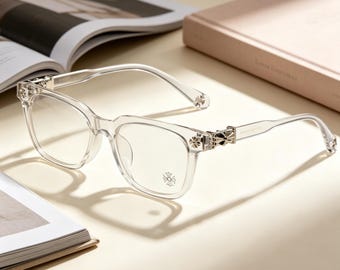 Gothic Cross Glasses Frame Vintage Punk Eyewear,  Clear Square Glasses Frame, Transparent Eyeglasses, Minimalist Optical Glasses