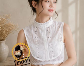 White Detachable Shirt Collar for Women, Faux Collar Dickey, Pointed Collar Insert, Layering Collar, Preppy Work Outfit Accessory