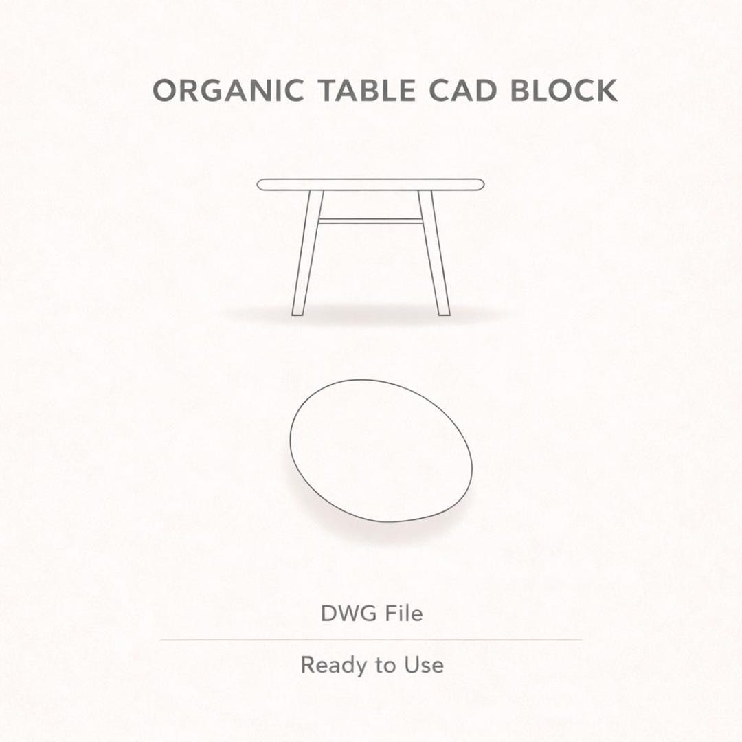 Table View Block Organic Table CAD Block | Top & Side Views (DWG) - Etsy