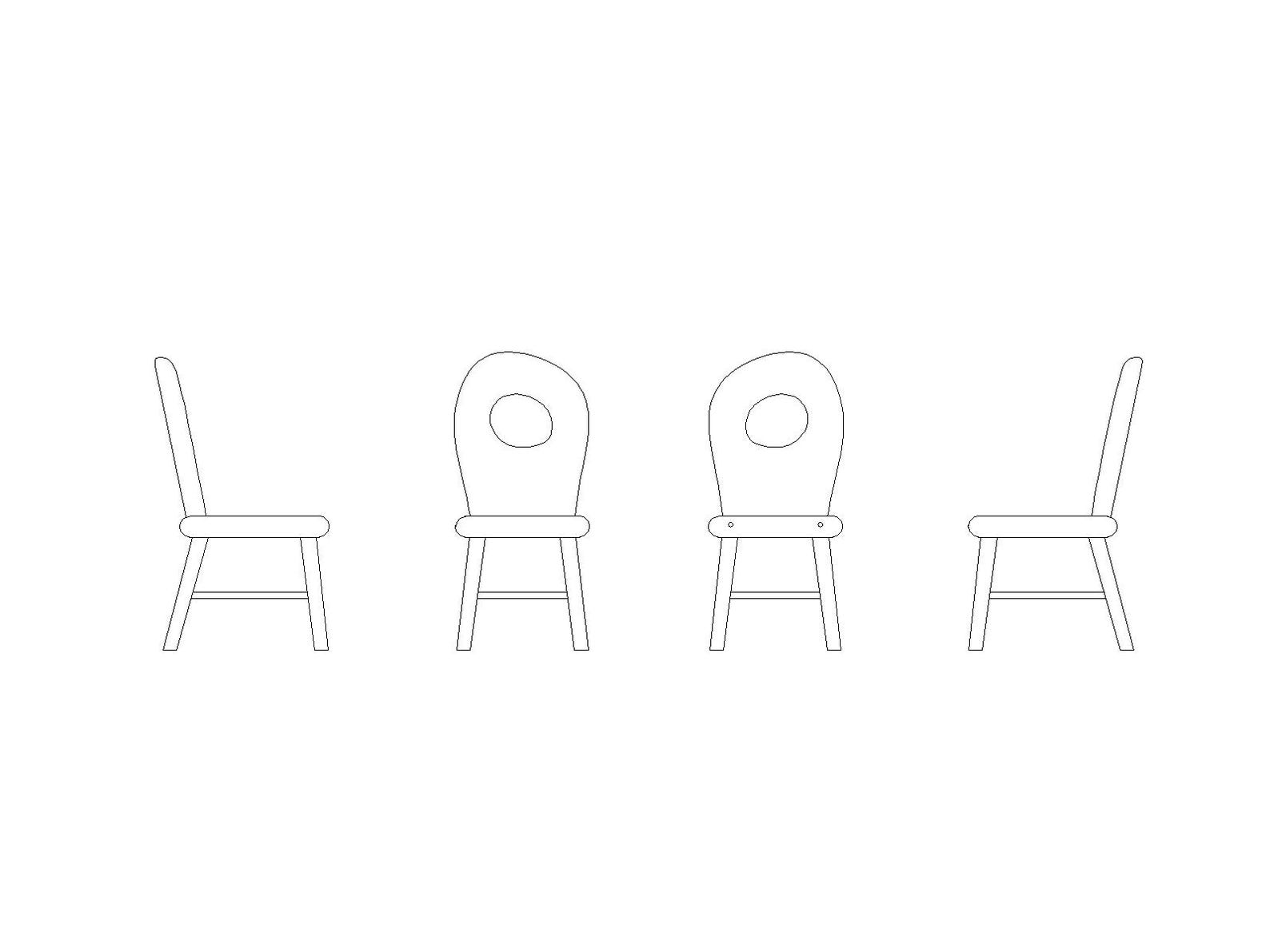 Chair CAD Block DWG | Front Back Side Views | Autocad Furniture Block ...