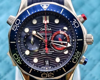 Vintage Omega Seamaster Professional Herrenarmbanduhr mit Datumsanzeige, blauem Zifferblatt, versandkostenfrei