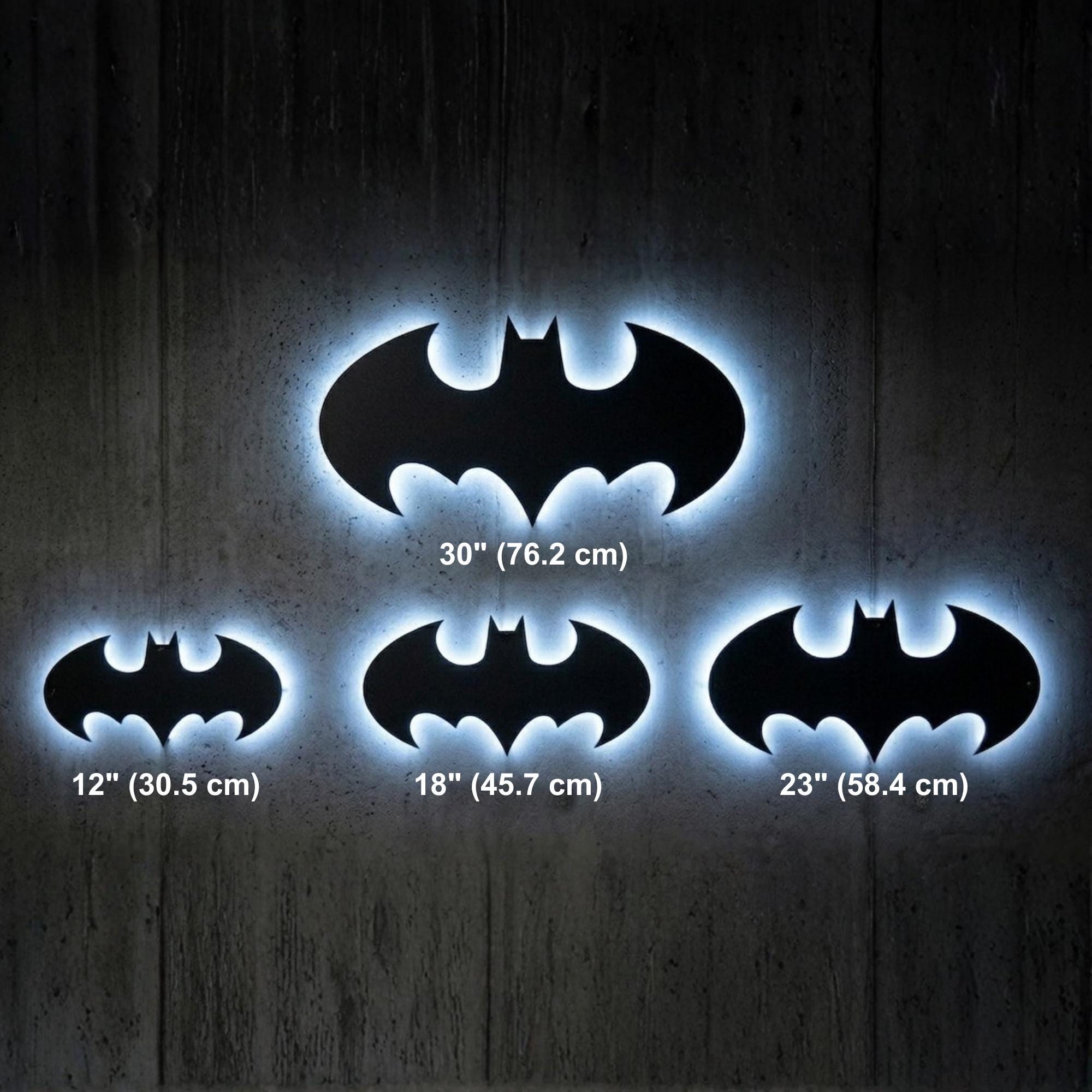 Custom Bat-inspired LED Wall Sign, Batman Logo, Superhero Wall Art