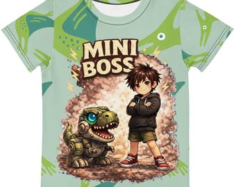 Camiseta con el lema "Dino Power" para pequeños jefes.