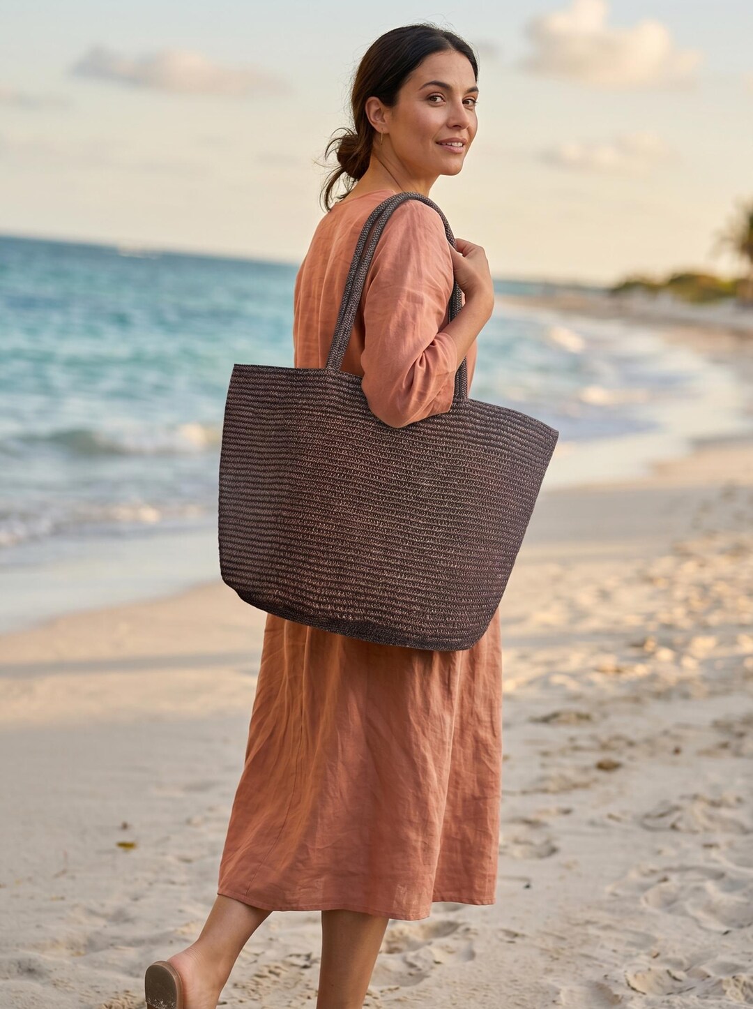 Handwoven Raffia Large Straw Tote - Minimal Everyday Handbag and ...