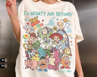 Camiseta retro de Toy Story Land, camiseta de Disney Pixar Toy Story, camiseta de Disney Woody Jessie Buzz Lightyear, camiseta de Family To Infinity and Beyond