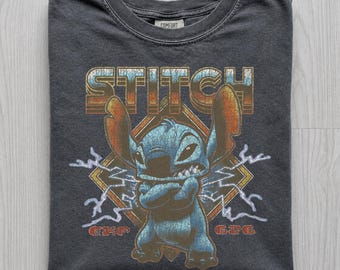 Stitch Lightning Graphic Tee, Comfort Colors Disney Shirt, Retro 90s Disney T-shirt, Lilo and Stitch Movie Shirt, Stitch Fan Gift