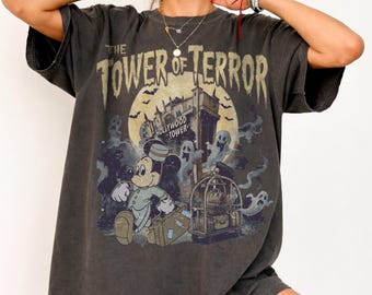 Disney Tower of Terror Shirt, Vintage Mickey Mouse Hollywood Tower Tee, Twilight Zone Disney Ride T-Shirt, Spooky Halloween Disney Outfit