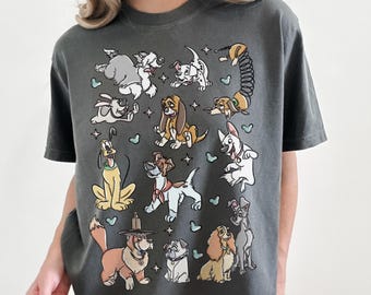 Disney Dogs Comfort Colors Shirt, Vintage Disney Dog Shirt, Lady and the Tramp Shirt, Cute Disney Dog Gift, Disney Family Trip 2026 Tee