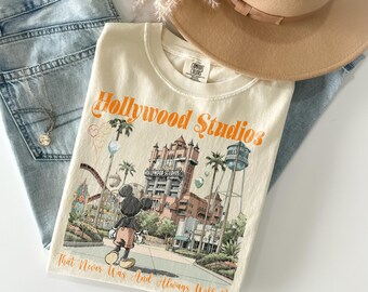 Retro Comfort Colors Mickey Hollywood Studios Shirt, Galaxy's Edge Tee, Toy Story Land Tee, WDW Family Matching Tees, Disney Trip 2026 Shirt