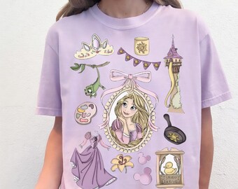Retro Disney Tangled Rapunzel Floral Comfort Color Shirt, Disney Princess Rapunzel shirt, Lost Princess Tee, Magic Kingdom Shirt,Disney Trip