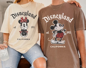 Disneyland Retro Minnie Mickey Mouse Couple Matching Shirt, Disneyland Est. 1955 California Family Trip Tee, Disney Husband Wife Vacation