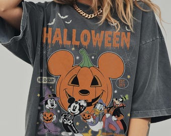 Vintage Mickey & Friends Halloween Shirt, Mickey Pumpkin Tee, Disney Halloween Party Shirt, Spooky Season Family Trip Tee, Not So Scary
