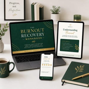 Burnout Recovery Workbook PDF, Nervous System Regulation Guide,Somatic Exercises Mental Health Journal,Chronic Stress Relief Digital Planner