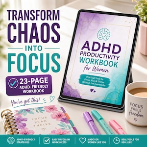 ADHD Planner for Women | Neurodivergent Workbook | Focus & Executive Function Tools | Emotional Regulation Journal | Mental Health PDF