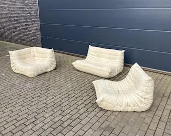 Ligne Roset Togo Sofa  Beige Leather – 2 Seater, 1 Seater & Corner Section