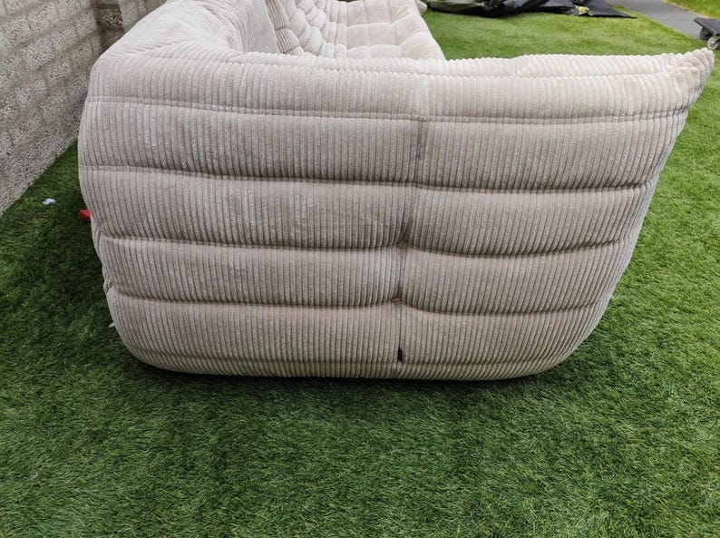 Ligne Roset Togo soffa beige manchester – hörnsektion och 3-sits, modulär 50-talsmodern bild 5