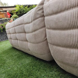 Ligne Roset Togo soffa beige manchester – hörnsektion och 3-sits, modulär 50-talsmodern bild 4