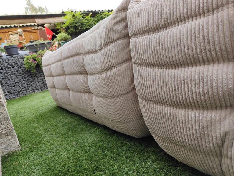 Ligne Roset Togo soffa beige manchester – hörnsektion och 3-sits, modulär 50-talsmodern bild 4