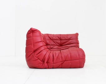 Ligne Roset Togo Corner sofa Red Leather –  Mid Century Modern Lounge