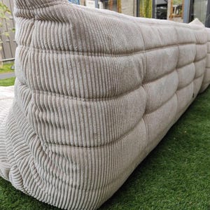 Ligne Roset Togo soffa beige manchester – hörnsektion och 3-sits, modulär 50-talsmodern bild 3