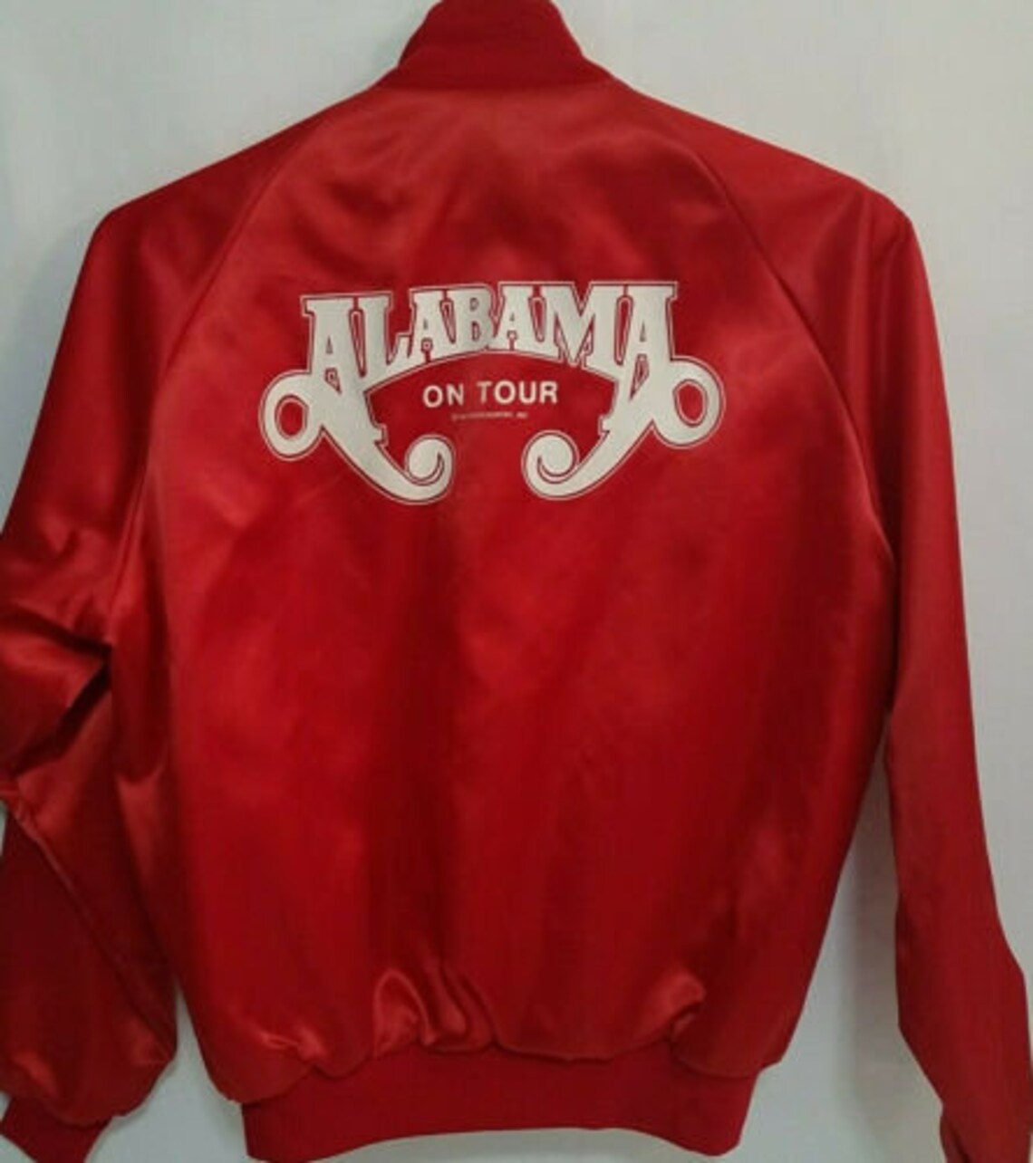 80's Vintage ALABAMA Tour Red Satin Bomber Zip Pockets Etsy