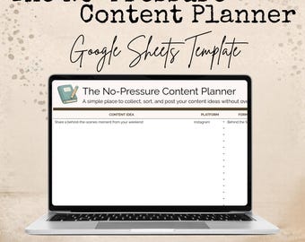 No-Pressure Content Planner | Google Sheets Template (Digital Download)