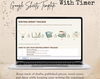 Writer Word Count Tracker, Google Sheets Template With Timer