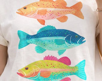 Colorful Fish PNG | Tropical Sea Life Illustration | Summer Ocean Clipart | Bright Coastal T-Shirt Design