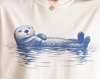 Sea Otter PNG | Vintage Wildlife Clipart | Marine Animal Graphic | Coastal Nature Lover Shirt Design