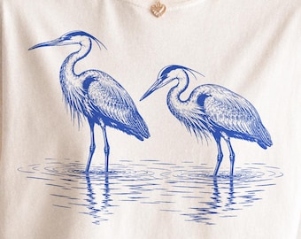 Heron PNG | Wildlife Clipart | Vintage Bird Graphic | Coastal Animal Illustration | Nature Lover Shirt Design