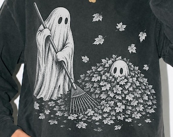 Spooky Ghosts PNG | Fall Halloween Clipart | Autumn Leaves Graphic | Funny Ghost Shirt Design