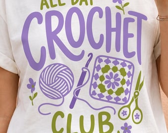 Crochet Club PNG | Crocheter Shirt Design | Yarn Lover Graphic | Retro Crochet Quote Clipart