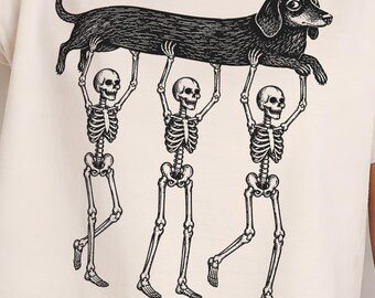 Halloween Dachshund PNG | Spooky Skeleton Dog Clipart | Quirky Animal Graphic | Funny Halloween Shirt Design