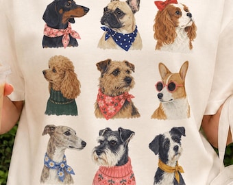 Preppy Dog PNG | Colorful Pet Clipart | Dog Lover Shirt Design | Coquette Animal Sublimation Graphic