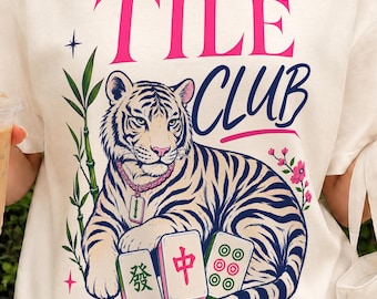 Mahjong PNG | White Tiger Clipart | Mahjong Club Graphic | Game Night Party Shirt Design