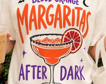 Blood Orange Margarita PNG | Halloween Cocktail Clipart | Spooky Fall Drink Graphic | Halloween Shirt Design