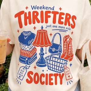 Thrifting PNG | Thrifter Shirt Design | Vintage Clothing Illustration | Flea Market Clipart | Thrift Shop Graphic