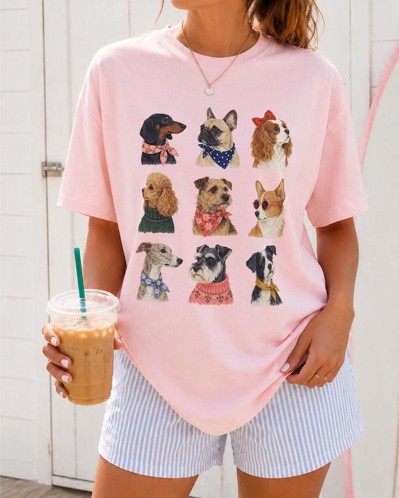 PNG de perro preppy / Imágenes prediseñadas de mascotas coloridas / Diseño de camiseta para amantes de los perros / Gráfico de sublimación de animales coquetos imagen 3