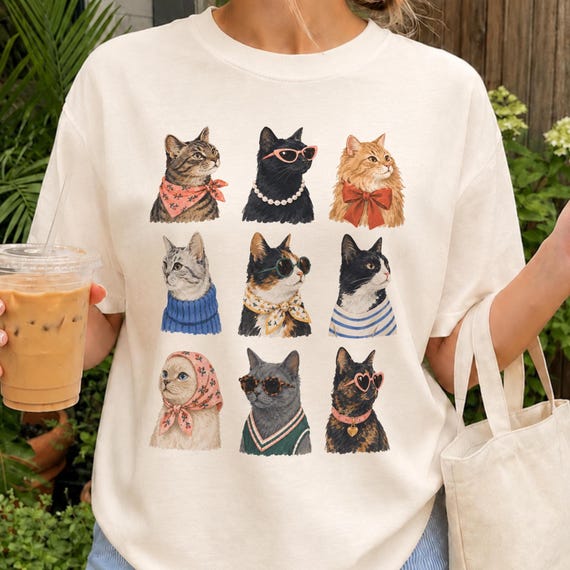 Stylish Cat PNG | Cat Clipart Graphic | Trendy Animal Shirt Design | Fashion Pet Lover Illustration