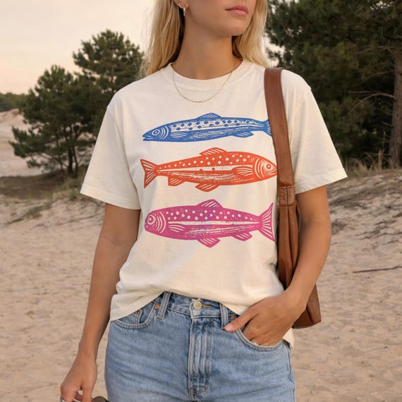 Colorful Fish PNG | Summer Beach Clipart | Coastal Illustration | Bright Seafood Graphic | Ocean T-Shirt Design