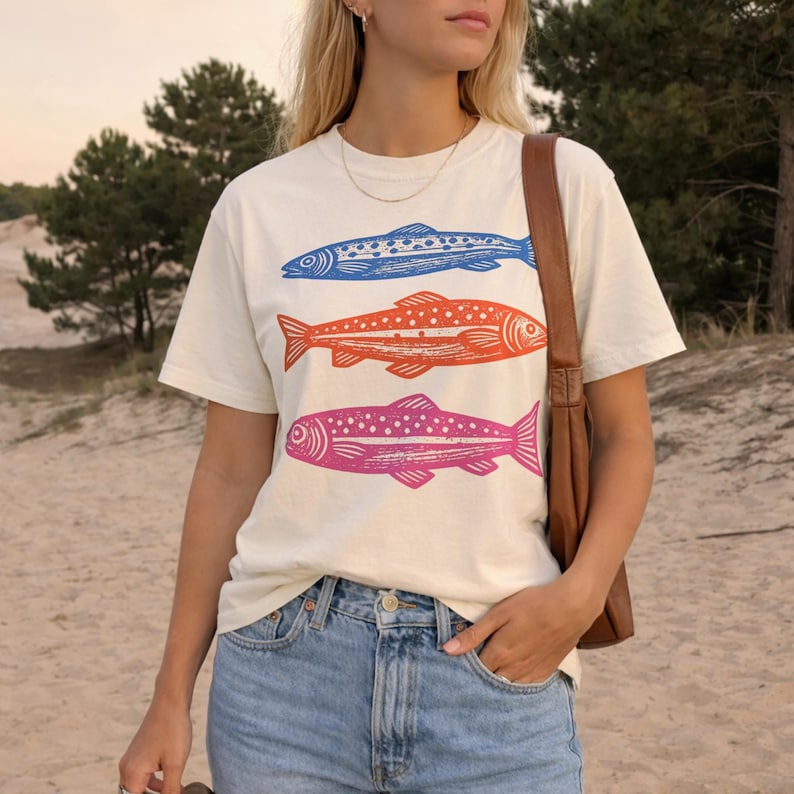 Colorful Fish PNG | Summer Beach Clipart | Coastal Illustration | Bright Seafood Graphic | Ocean T-Shirt Design image 1